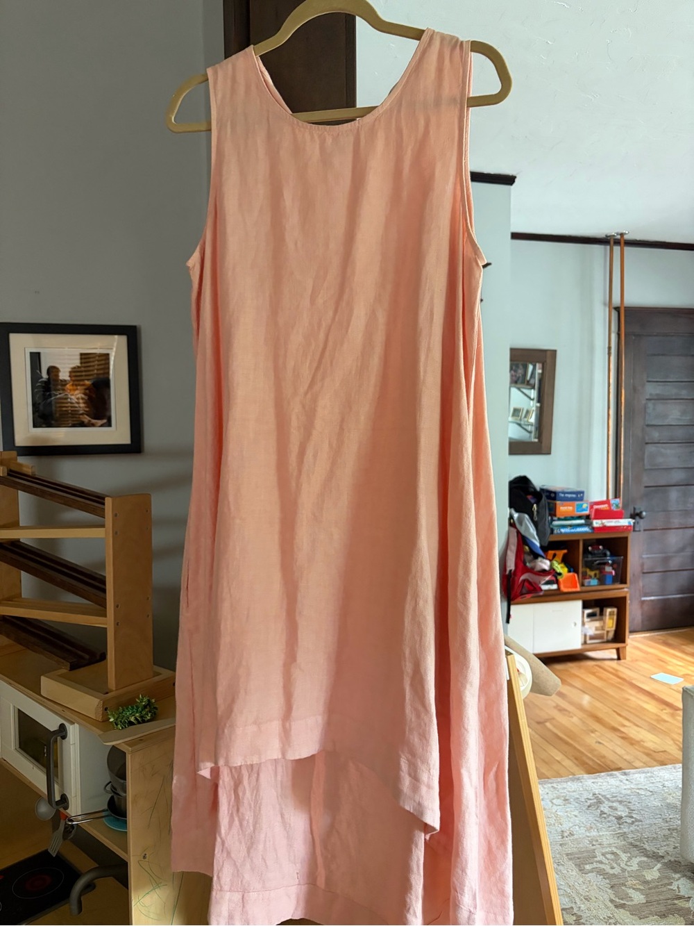 Pink Linen High-Low Dress - Picture 4 of 5